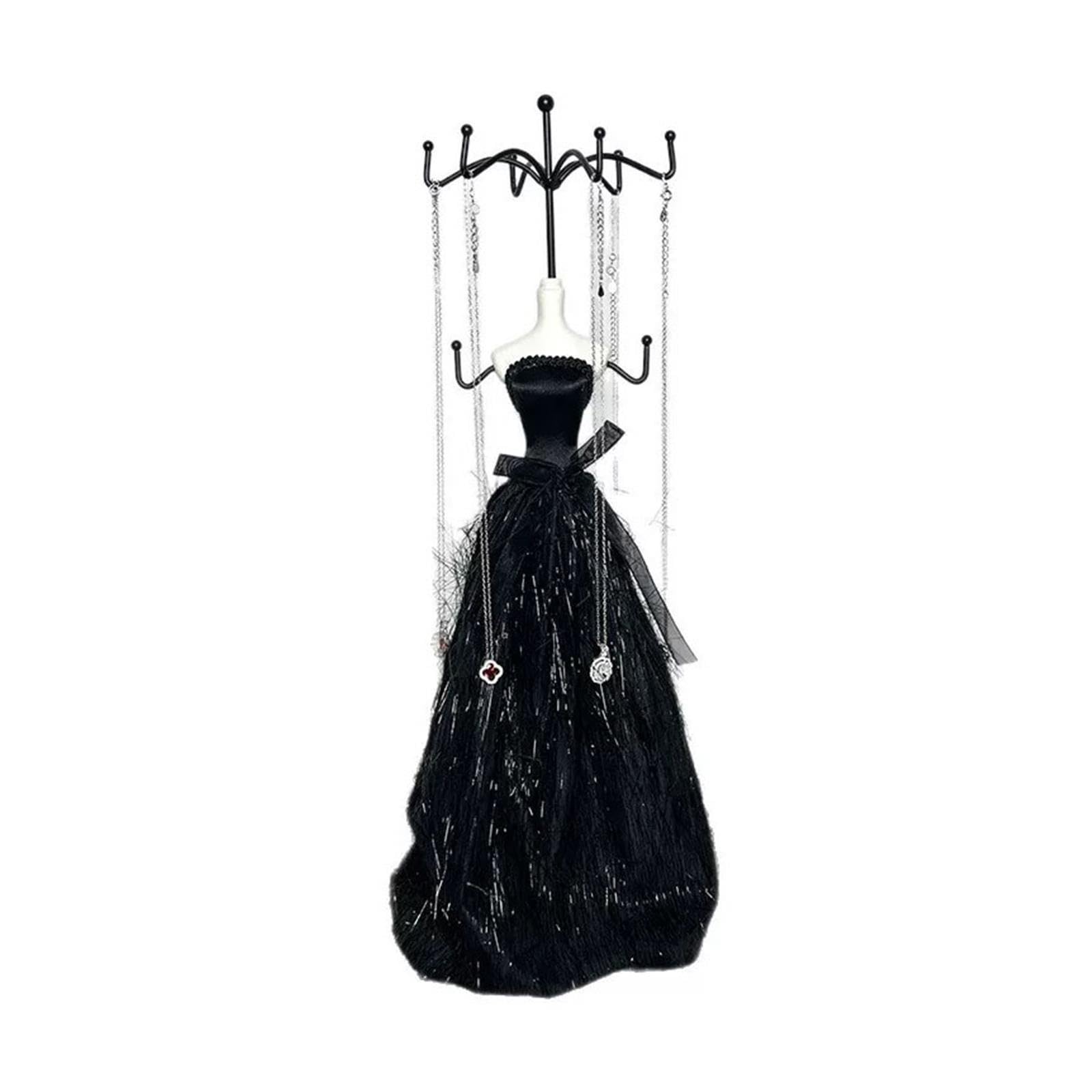 Joyeros Mujer Organizador Soporte de joyería de Tela for Vestido de maniquí con Ganchos de Metal Soporte Joyas