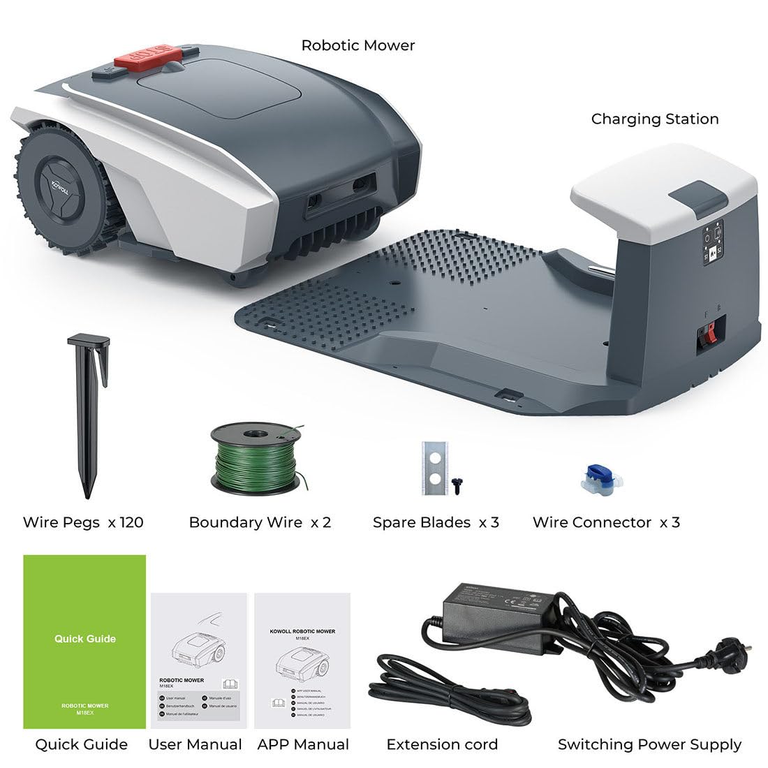 Robot Cortacésped para Jardines Medianos De hasta 1500㎡ - Cortacésped Robótico Automático con Conexión WiFi, Control por Aplicación Y Alturas De Corte Ajustables