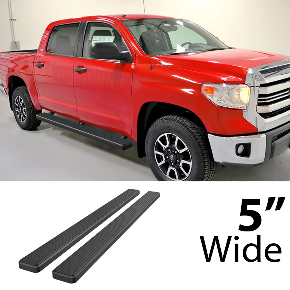 APS Running Boards (Nerf Bars Side Steps Step Bars) Compatible with Toyota Tundra 2007-2021 CrewMax (Black Powder Coated 5 inches)
