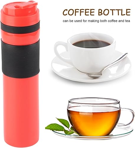 Miniatura 2 de Acouto Viaje prensa francesa 11.8 fl oz botella portátil té cafetera agua potable taza taza taza para viajar acampar al aire libre rojo
