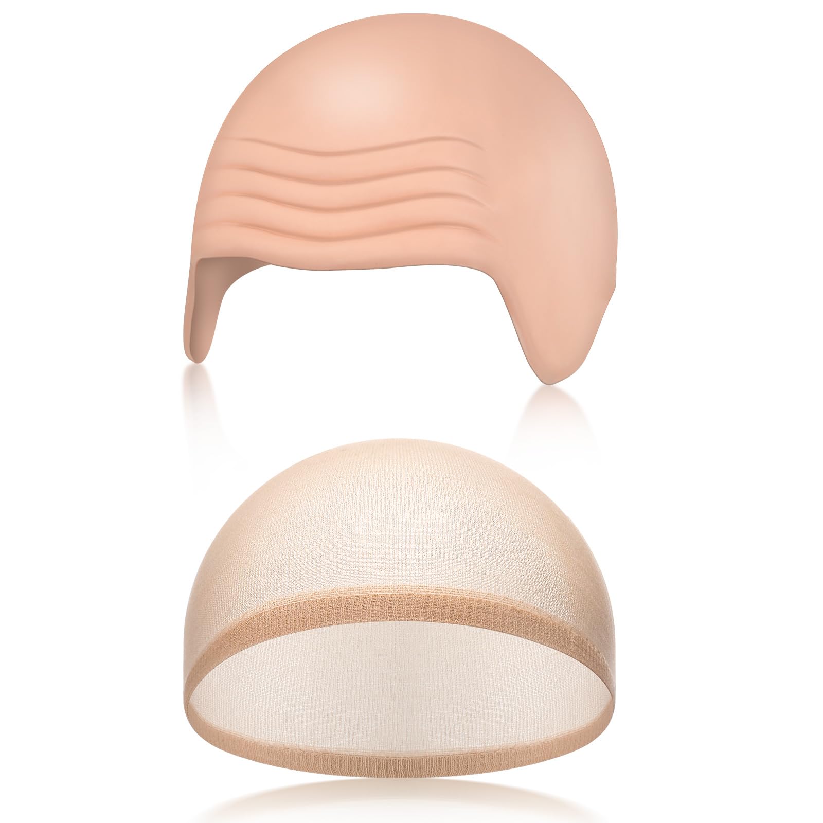 2 Pieces Halloween Bald Cap Makeup Latex Bald Head Wig Caps Cosplay Costume for Adults