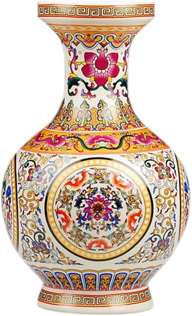 fanquare Jingdezhen Ceramic Flower Vase, Handmade Porcelain Decorative Vase for Centerpieces, Height 25cm