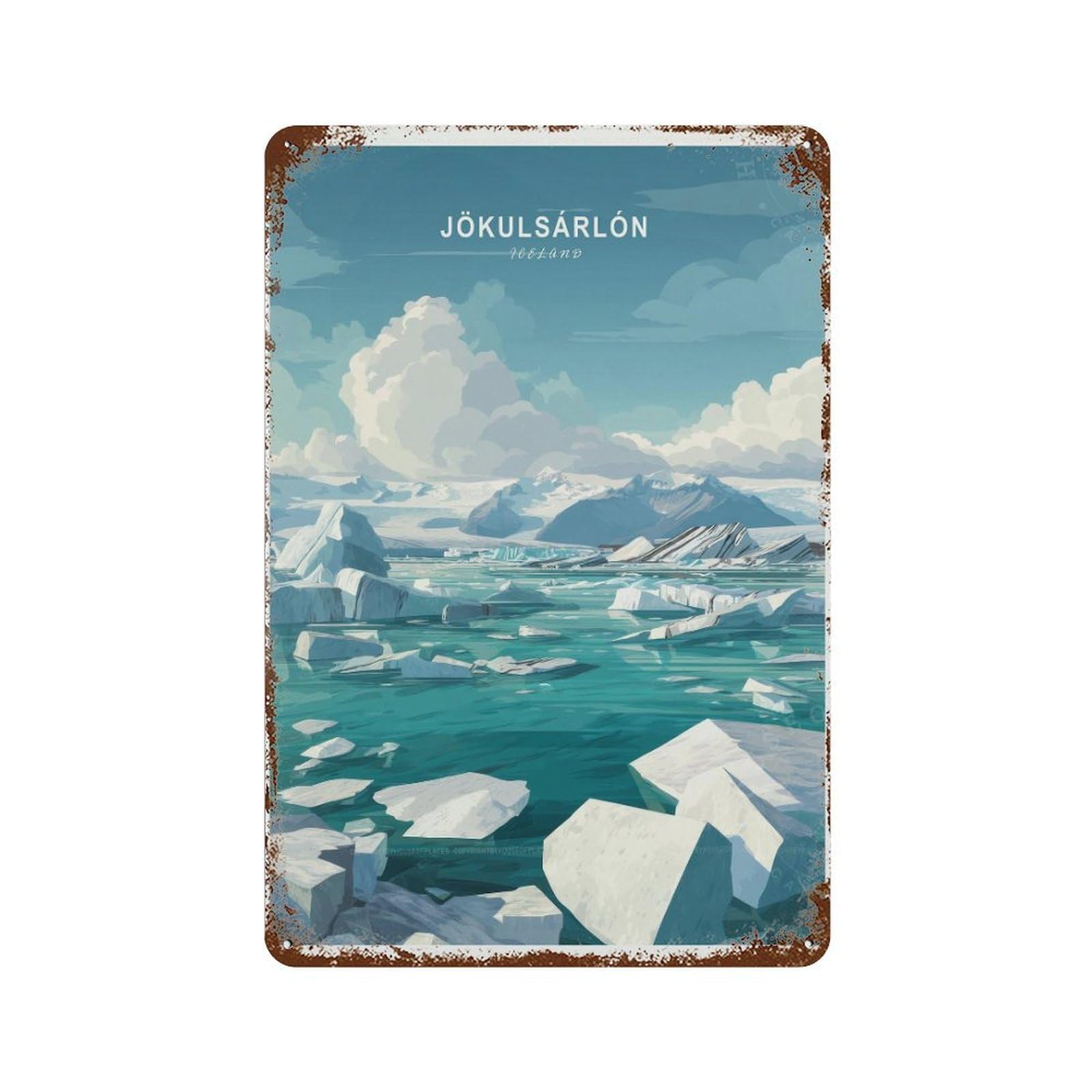 xiaoxiaoshen Jökulsárlón Iceland Travel, Custom Home Decor Wall Decor Art Metal Tin Poster Modern Home Decor Art Home Bar Shop Decorations Vintage Sign 30x20cm