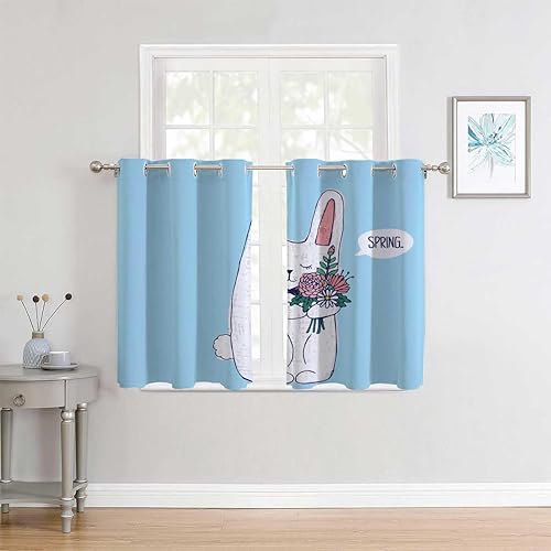 Miniatura 2 de Cortinas para Habitacion Blackout azul cielo lindo gato cubierta divisor de cortina 63 pulgadas de ancho por 63 pulgadas de largo, 2 paneles