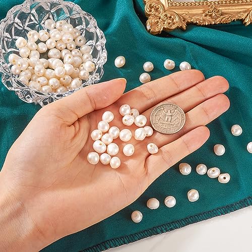 Image of Beadthoven 100pcs Natural Freshwater Pearl Beads 7~8mm Large Hole 1.6mm Irregular Pearl Beads for Necklace Bracelet Jewelry Making Nylon Cord Leather Crafts