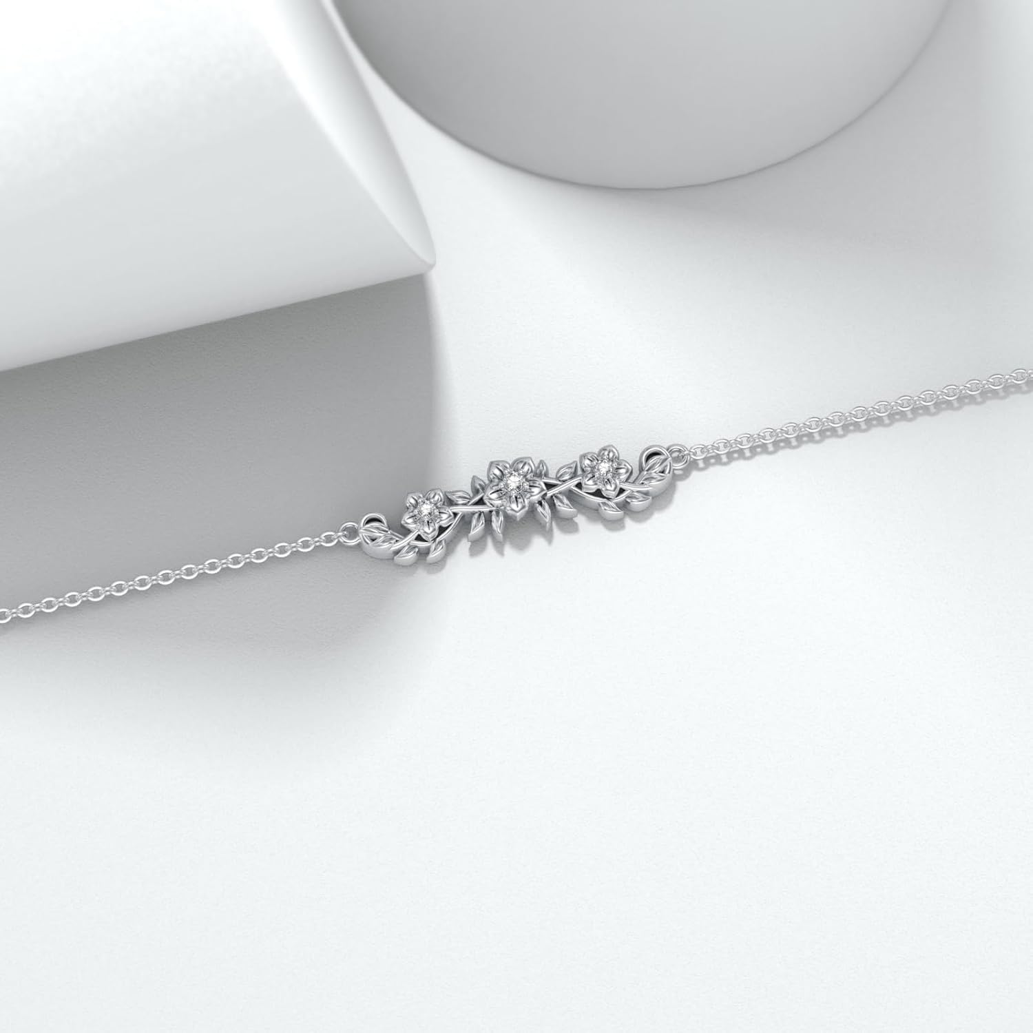 Diamond Flower Bracelet for Women 925 Sterling Silver Lab Grown Diamonds Jewelry Gifts for Mom Wife Girlfriend Daughter Sister Friend - Image 3