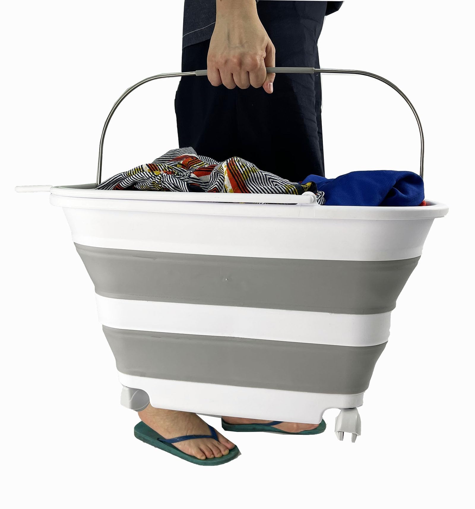 SAMMART Set Of 2 - 31L(8.1 Gallon) Collapsible Plastic Laundry Basket-Pop Up Storage Container-Portable Washing Tub-Space Saving Hamper/Basket, Water Capacity:23L (6 Gallon) (2, Pink