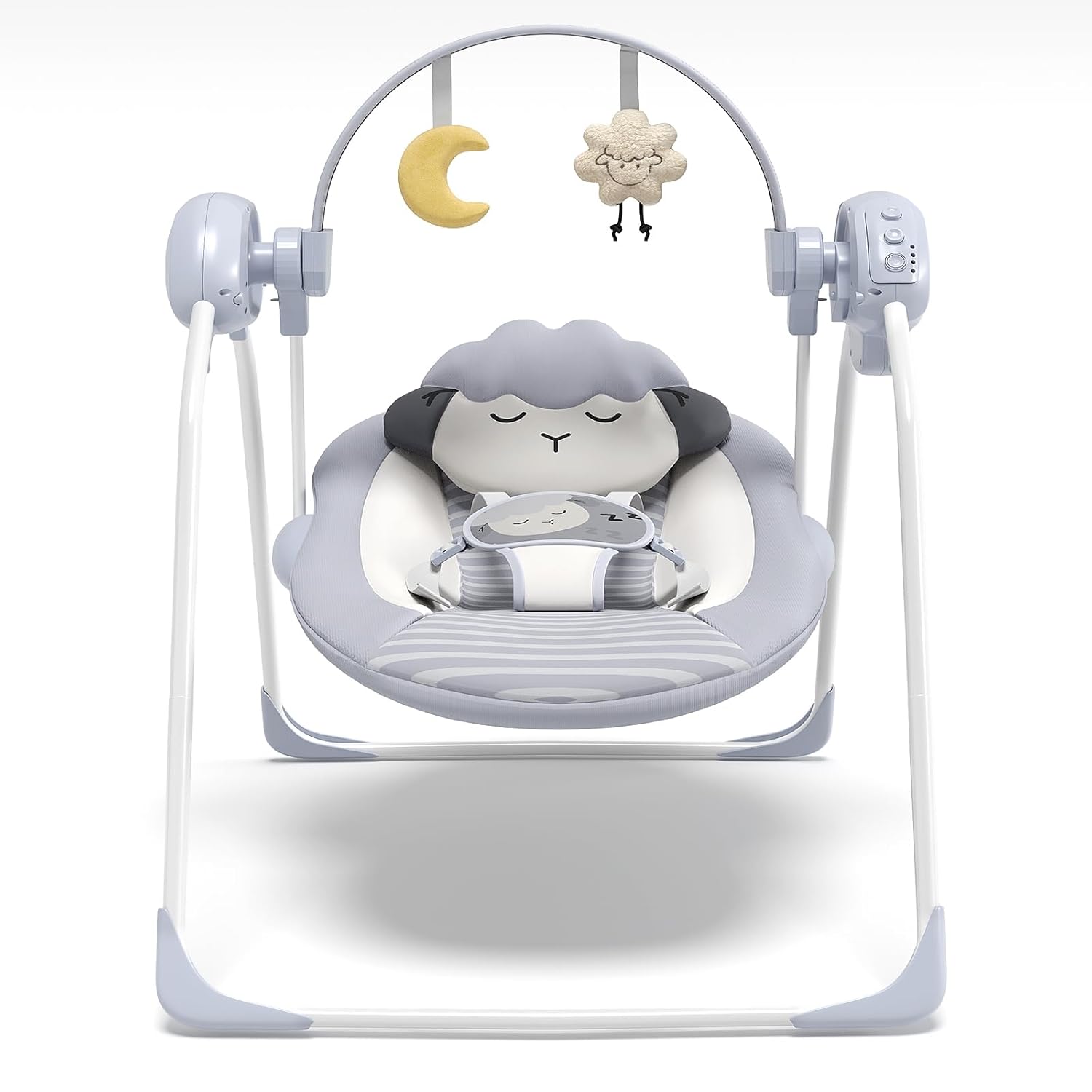 Baby Swings for Infants, Portable Baby Swing with 5-Speed, Compact Baby Swings with Music and Timing, Infant Swing for 0-9 Months 6-20 lbs Little Sheep