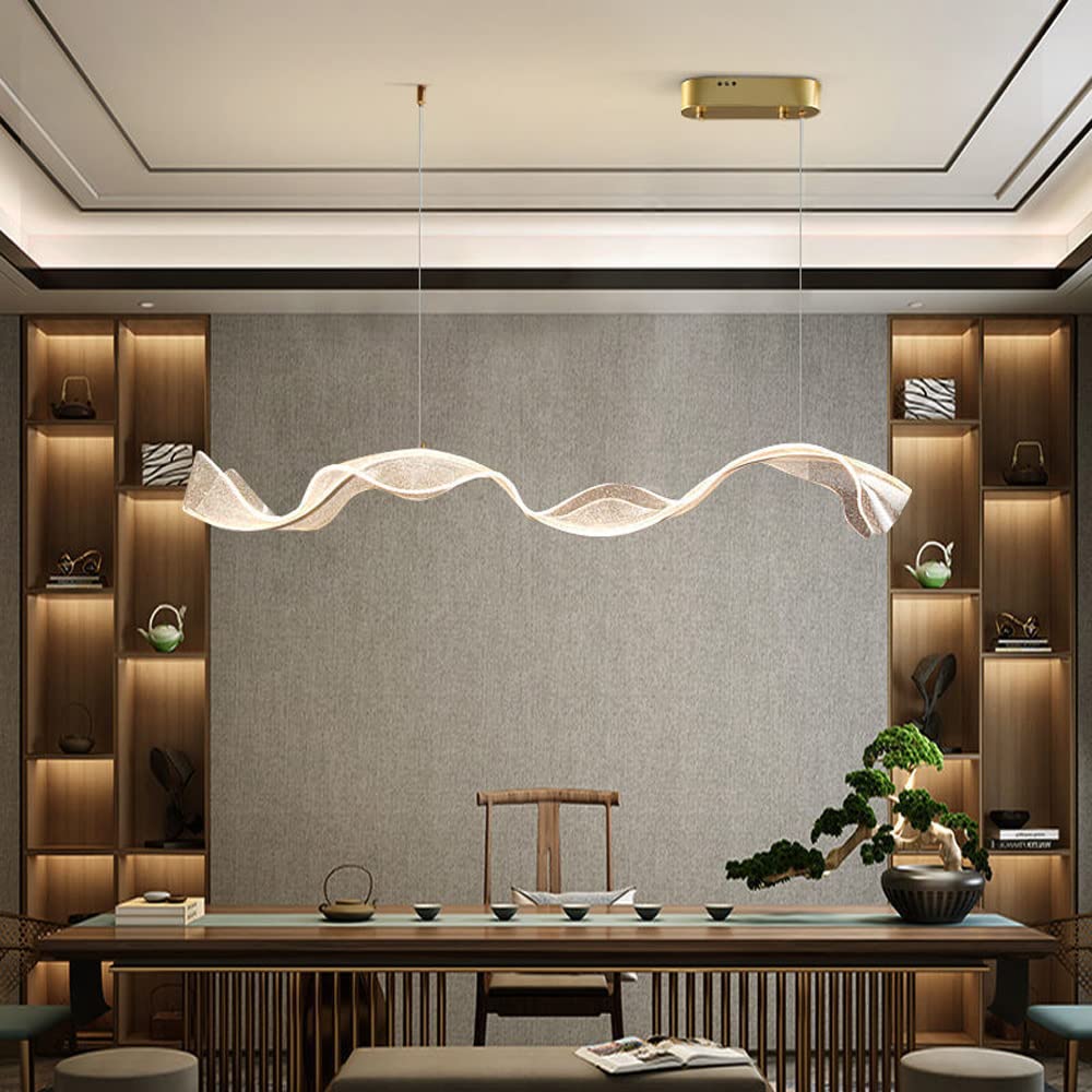 Pendant light wave led 36W pour table à manger et bureau, lustre suspendu moderne à 3 modes - 8