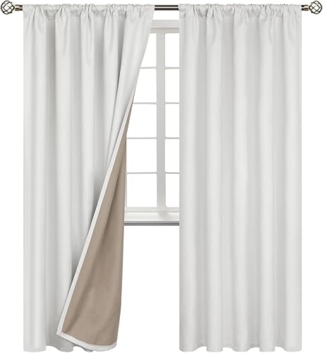 BGment Cortinas opacas de color blanco roto de 84 pulgadas de largo para sala de estar, juego de 2 paneles de cortinas de oscurecimiento de