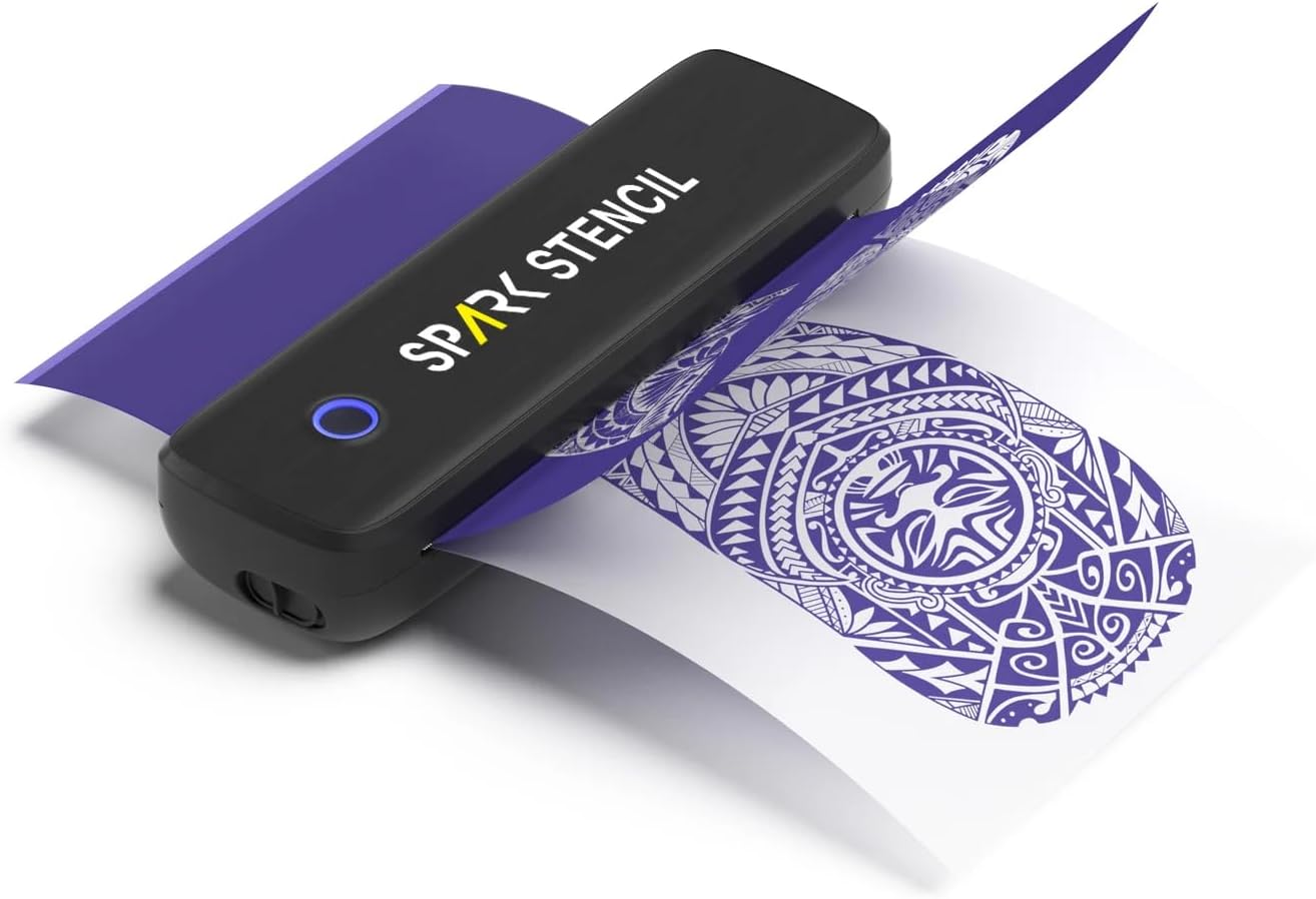 Spark Portable Tattoo Stencil Printer Wireless Bluetooth Thermal Stencils Compatible with Apple iOS + Android Devices