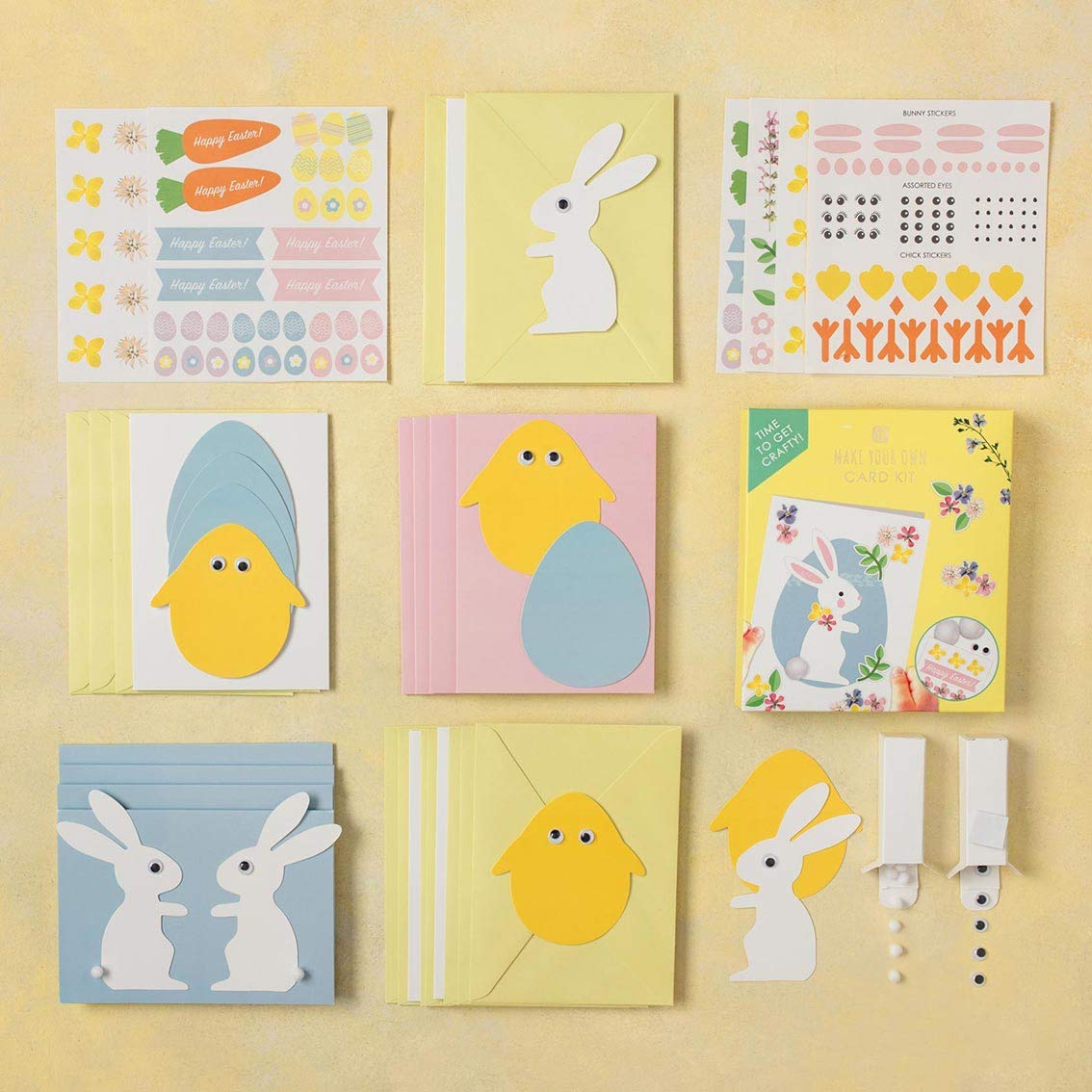 Talking Tables Kit Artisanal Cartes De Pâques - 12 Cartes + Enveloppes, Autocollants & Décorations Pour Enfants