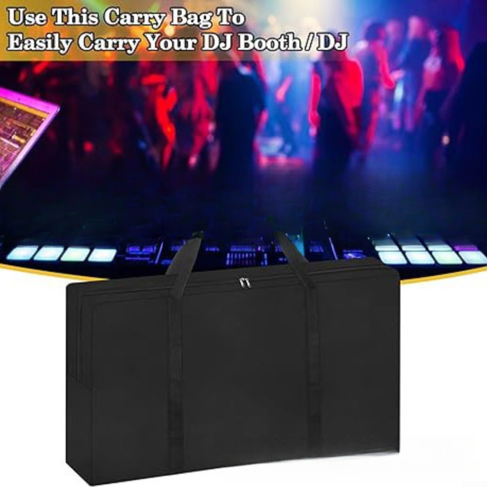 DJ Booth Bolsa de transporte impermeable Oxford caja de almacenamiento para DJ Stand Table Booth 120x58x13cm a prueba de polvo resistente a los arañazos negro