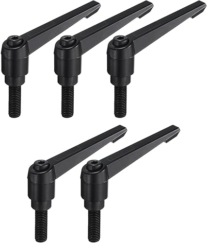 Miniatura 107 de uxcell 5 piezas de manija de palanca de sujeción ajustable M8 x 0.630 in óxido negro métrico acero al carbono macho roscado perillas de mano