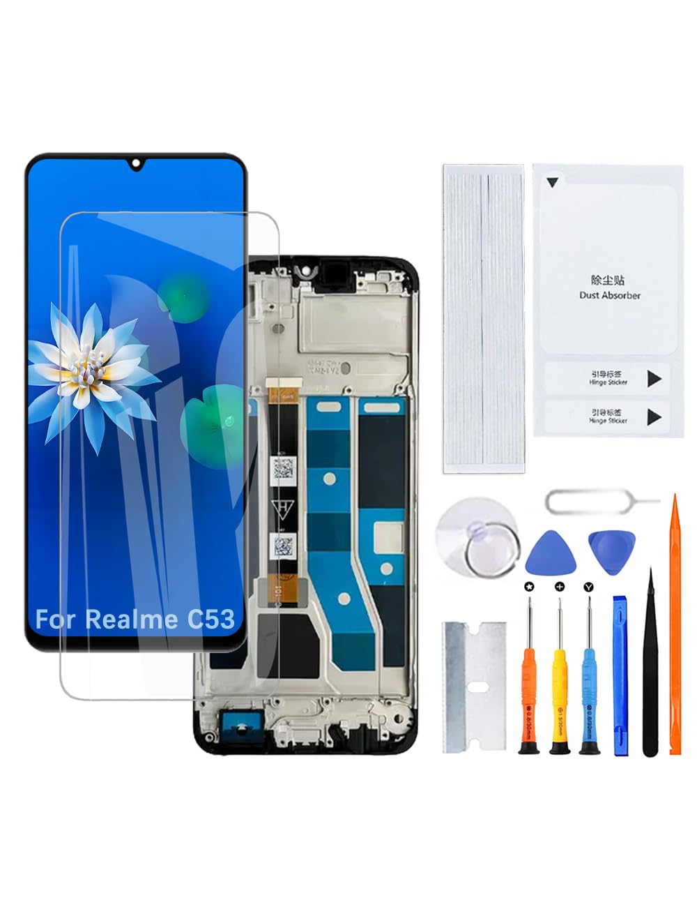 H&LYCYJ Schermo Display per Realme C53 RMX3760 Kit di Ricambio LCD con Telaio