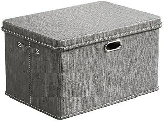 Linen storage box with lid, foldable, grey (31 × 27 × 26 cm)