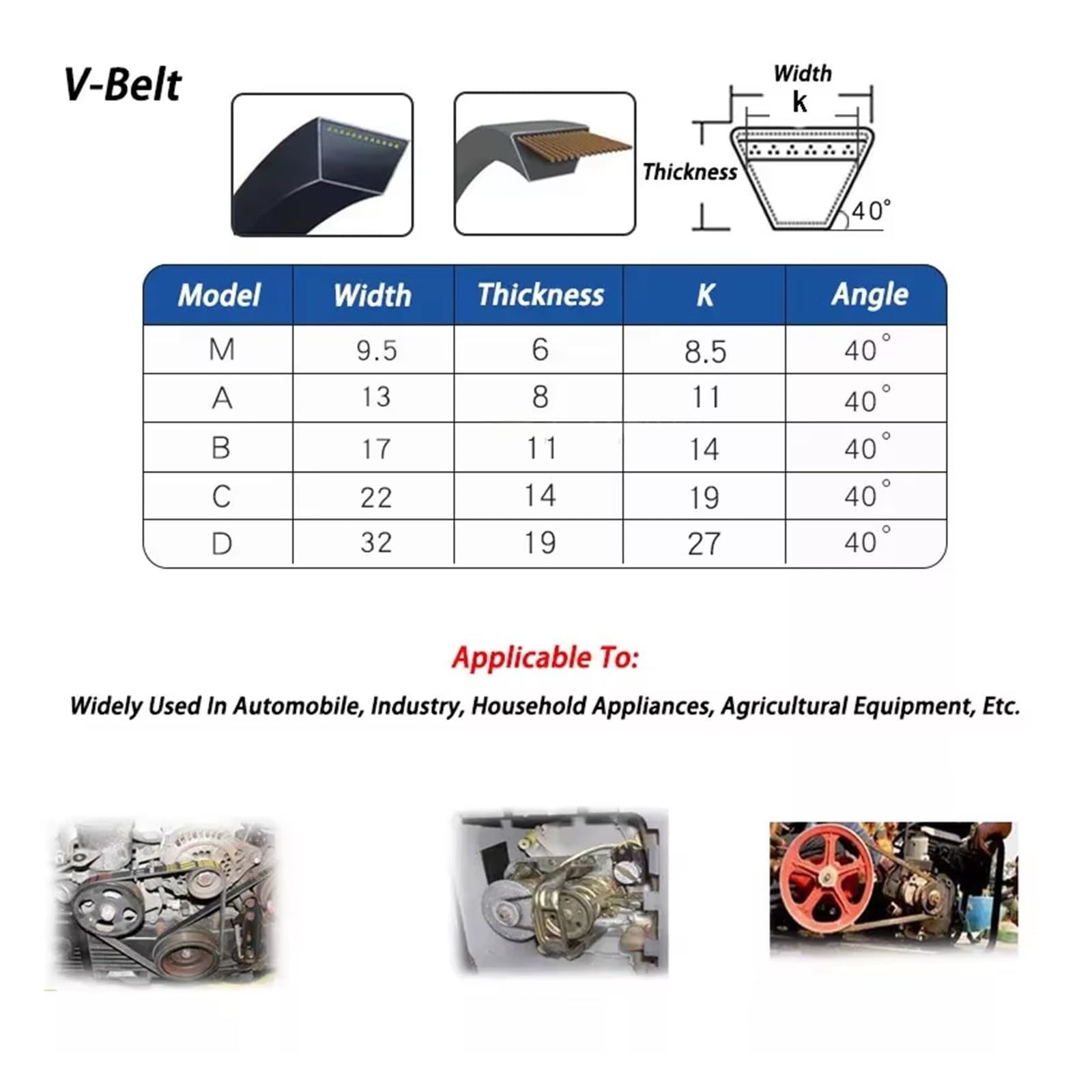Per Auto/rasaerba Cinghia Trapezoidale Sezione Metrica Larghezza 13Mm X 8mm Cinghie Di Trasmissione Uso Industriale L Da 1300mm A 3750mm Cinghie Trapezoidale(A-2200)