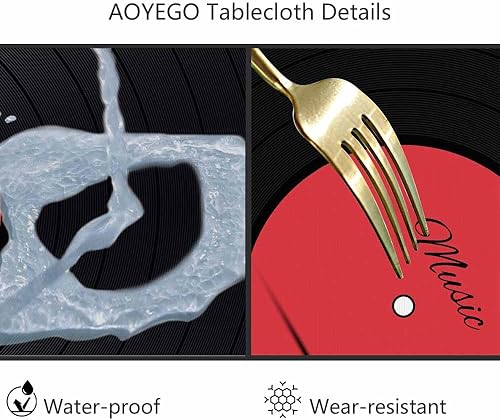 Miniatura 6 de AOYEGO Mantel redondo de disco de vinilo de 60 pulgadas, diseño moderno y clásico, mantel de poliéster para decoración del hogar, fiestas, picnic