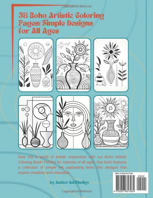 Boho & Chic Therapeutic Series: Artistic Coloring for the Creative Soul: 58 Whimsical Patterns for Stylish Ceramics - Coloring Pages for All Ages - Single-Sided Pages - Book 4 image 3