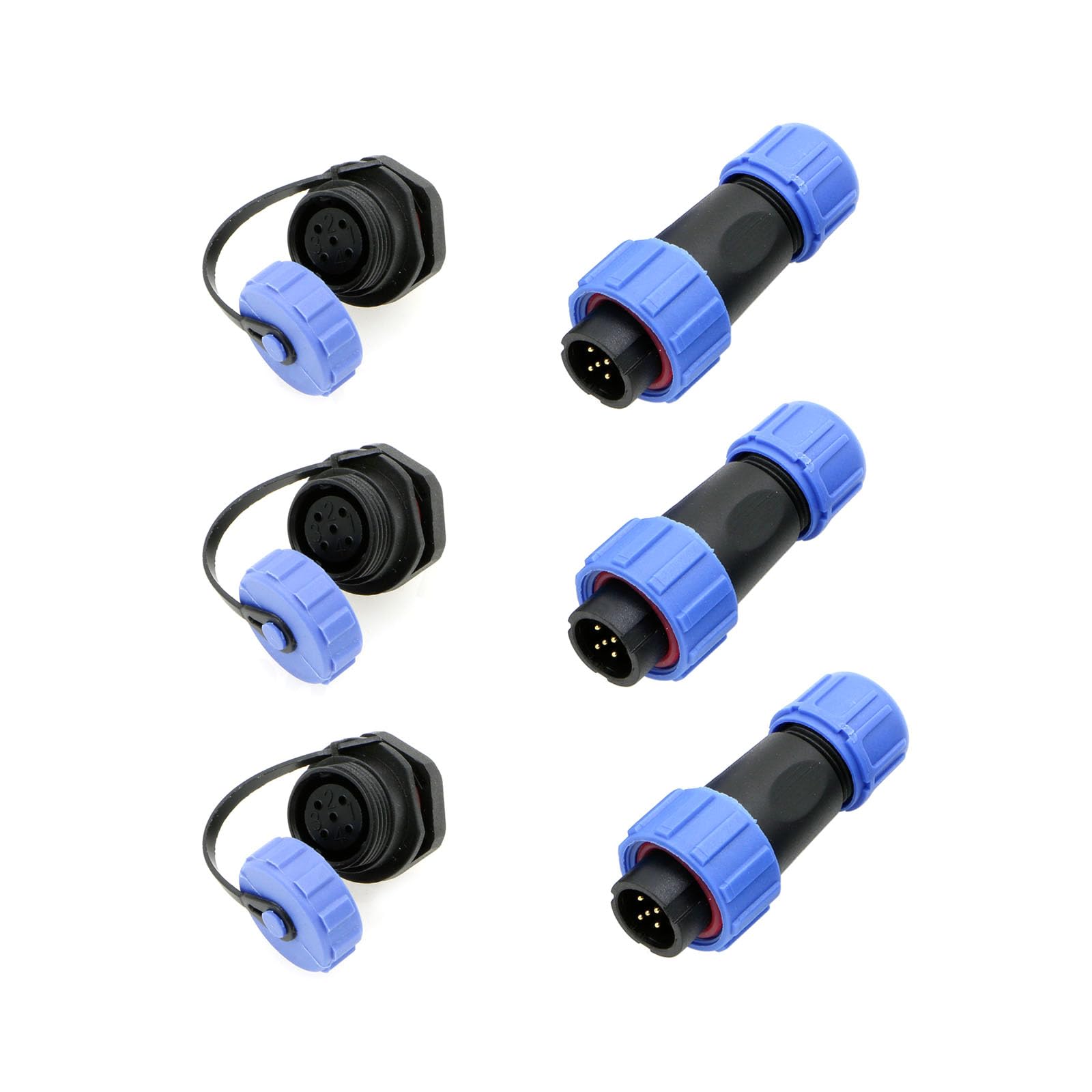 Uonecn 3PCS SP13 5-Pin Male Waterproof Connector Plug Socket Aviation Connector Industrial Connector Adapter