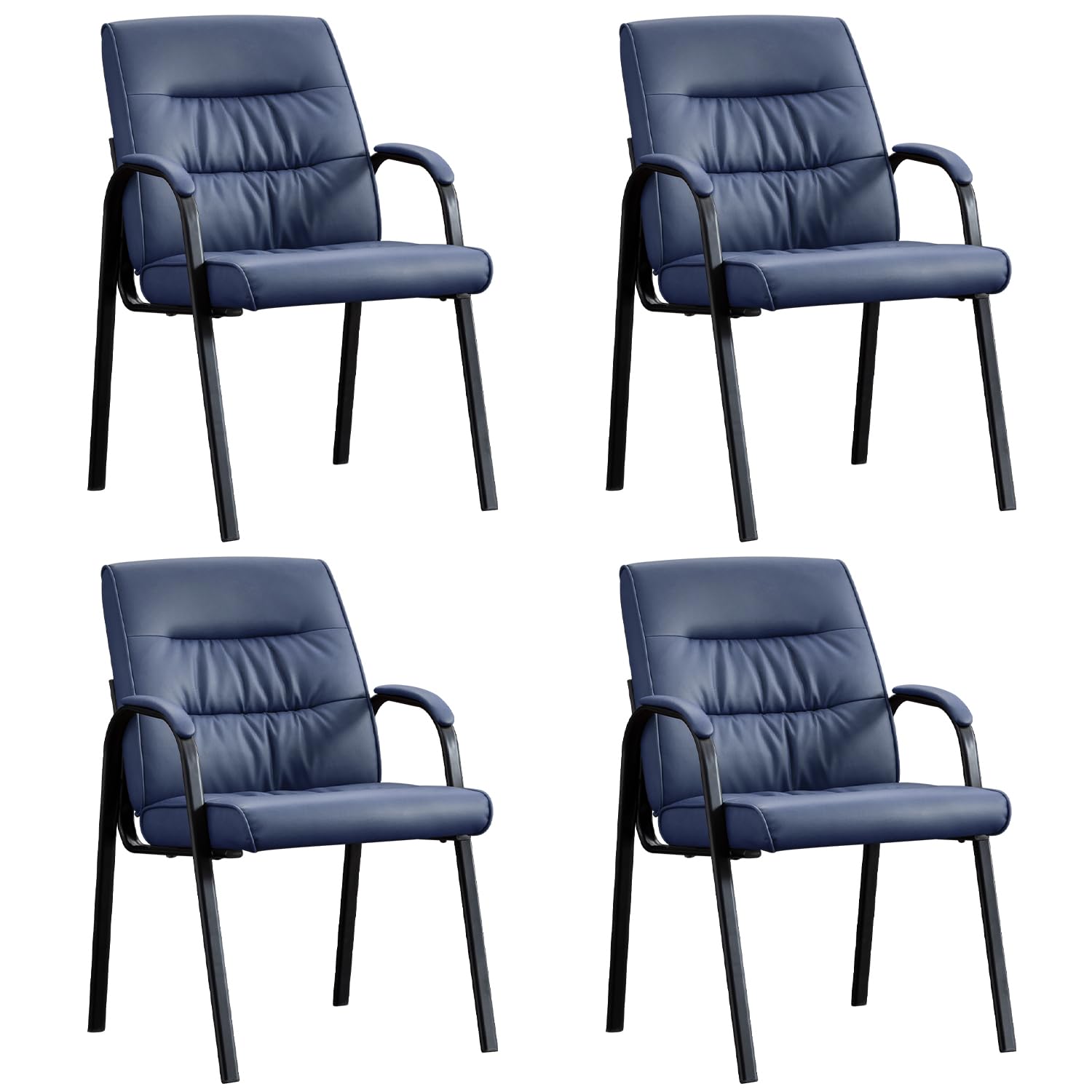 BoisKom Office Guest Reception Chair Set of 4, Conference Room Chairs Waiting Room Chairs 4 Pack, Modern Leather Office Desk Chair No Wheels.