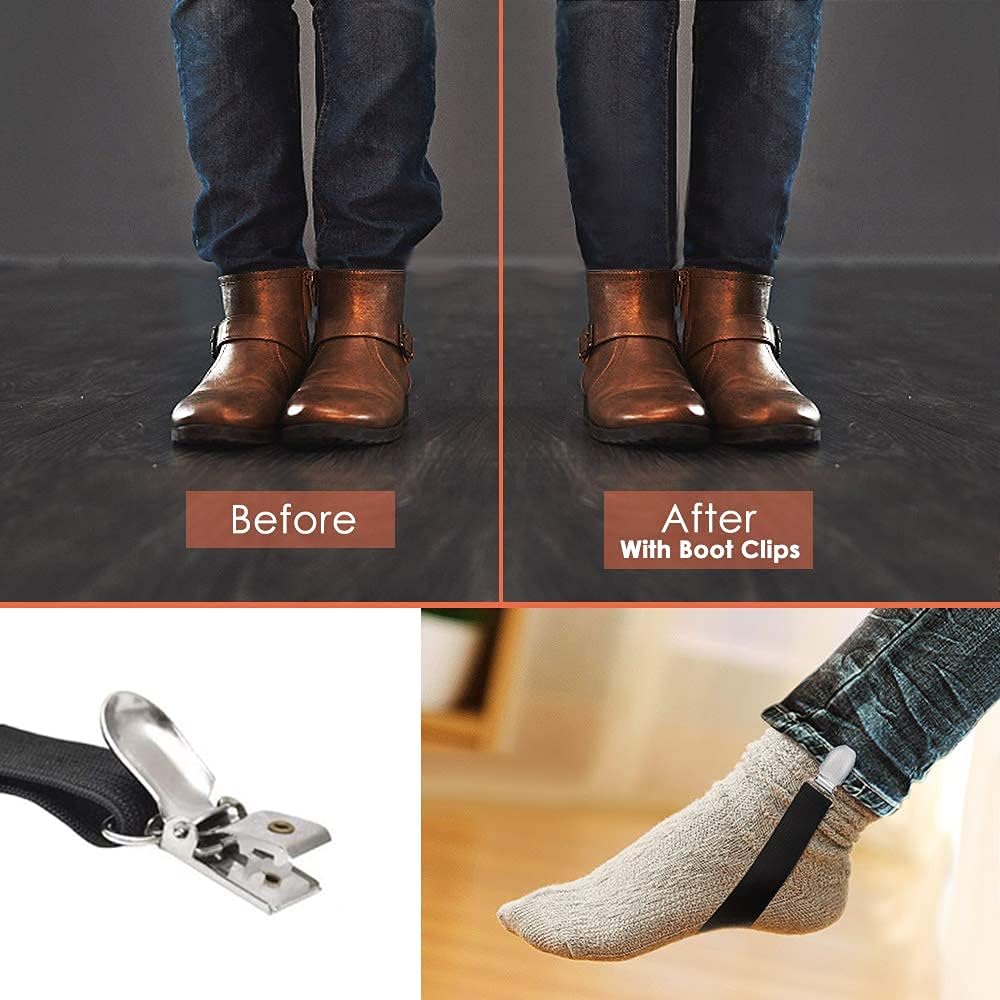 WILLWIN Adjustable Elastic Boot clip Boot Straps Stirrups Leg Straps，Used to Clamp for Women and Men Motorcycle Pant Suspenders(8 Pcs)