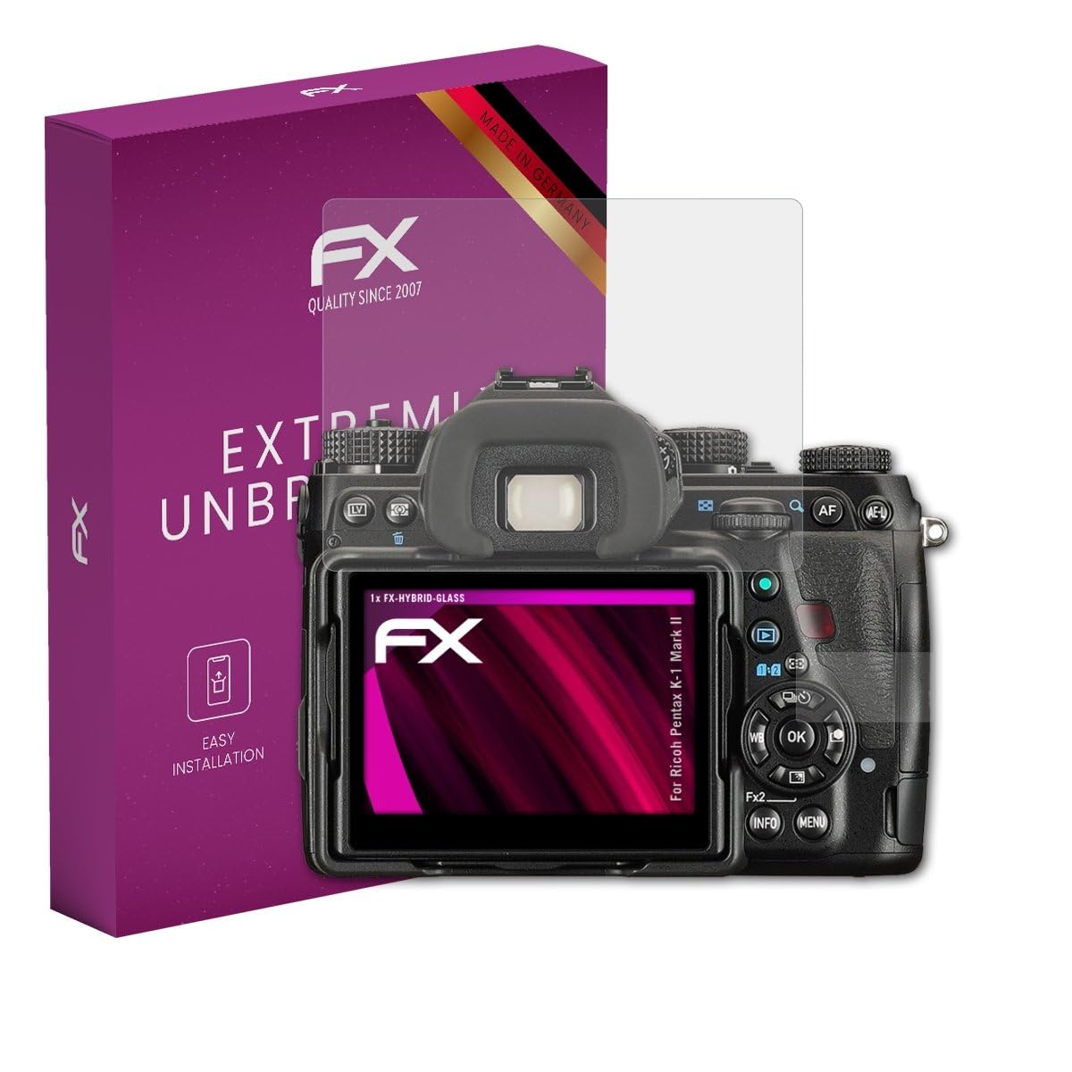 AtFoliX Lámina Protectora De Plástico Cristal Compatible Con Ricoh Pentax KP Película Vidrio, 9H Hybrid-Glass FX Protector Pantalla Vidrio Templado De
