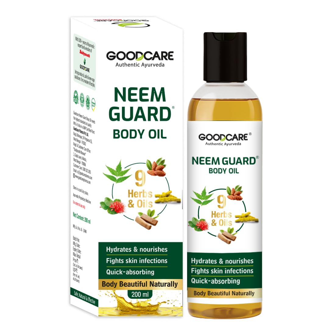 Goodcare Neem Guard Body Oil-200 Ml| Daily Skin Norishment| 8 Ayurvedic herbs for skin radiant and mositurizing oil| Healthy skin-image-6