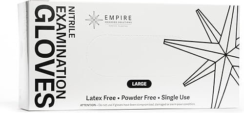 Empire - Guantes de examen de nitrilo azul, grado premium, no estériles, sin polvo, de un solo uso, sin látex