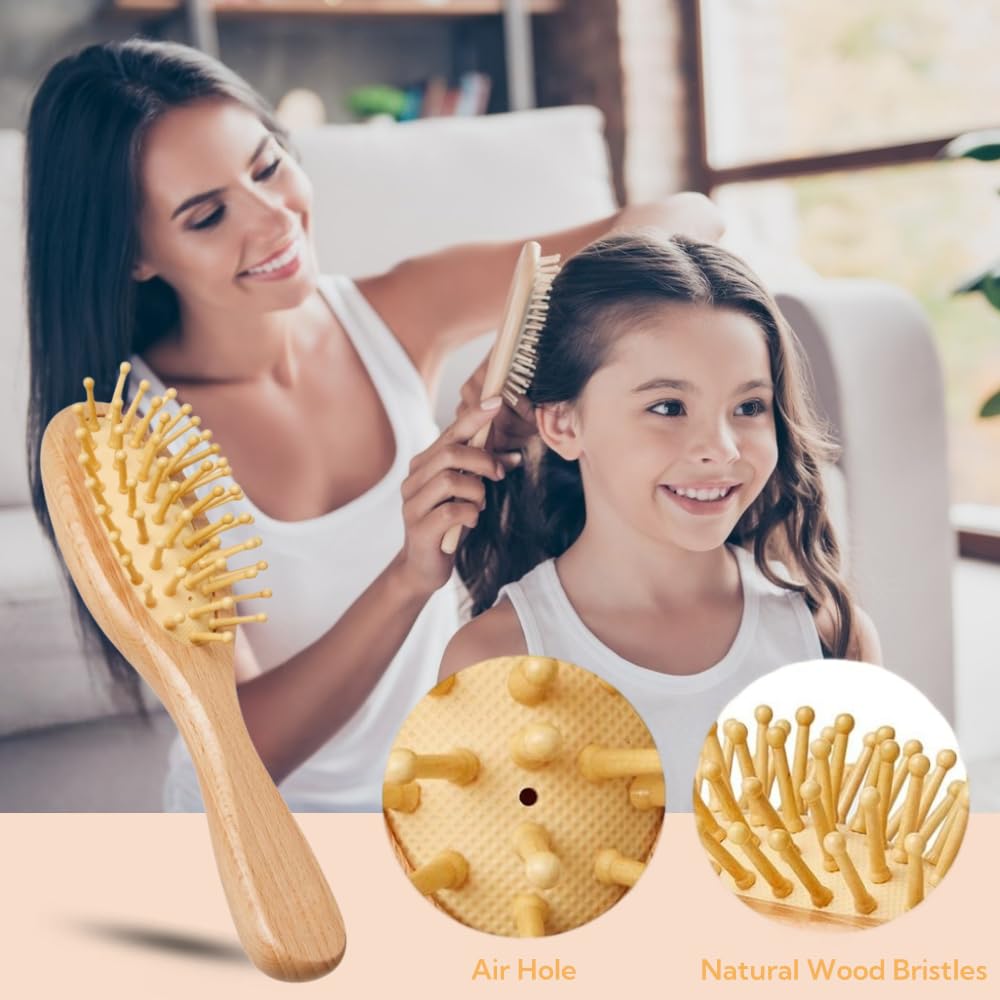 Cubble Set Di Spazzole E Pettine Per Neonati In Legno Di Faggio E Setole Di Capra, Con Custodia, Per Culla E Massaggio - 3