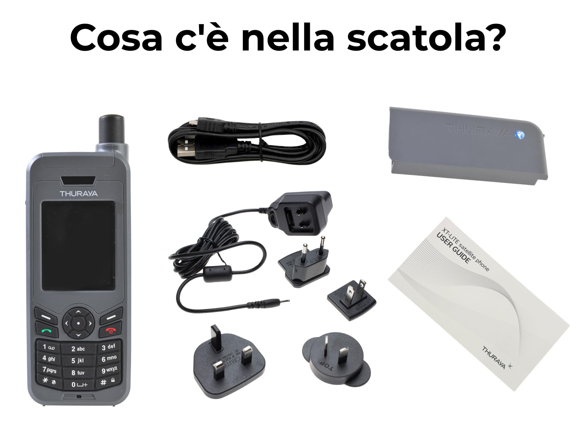 OSAT Telefono satellitare Thuraya XT-LITE + SIM Prepaid NOVA con 60 unità | Validità di 365 giorni | Copertura vocale e SMS per comunicazioni remote e di emergenza