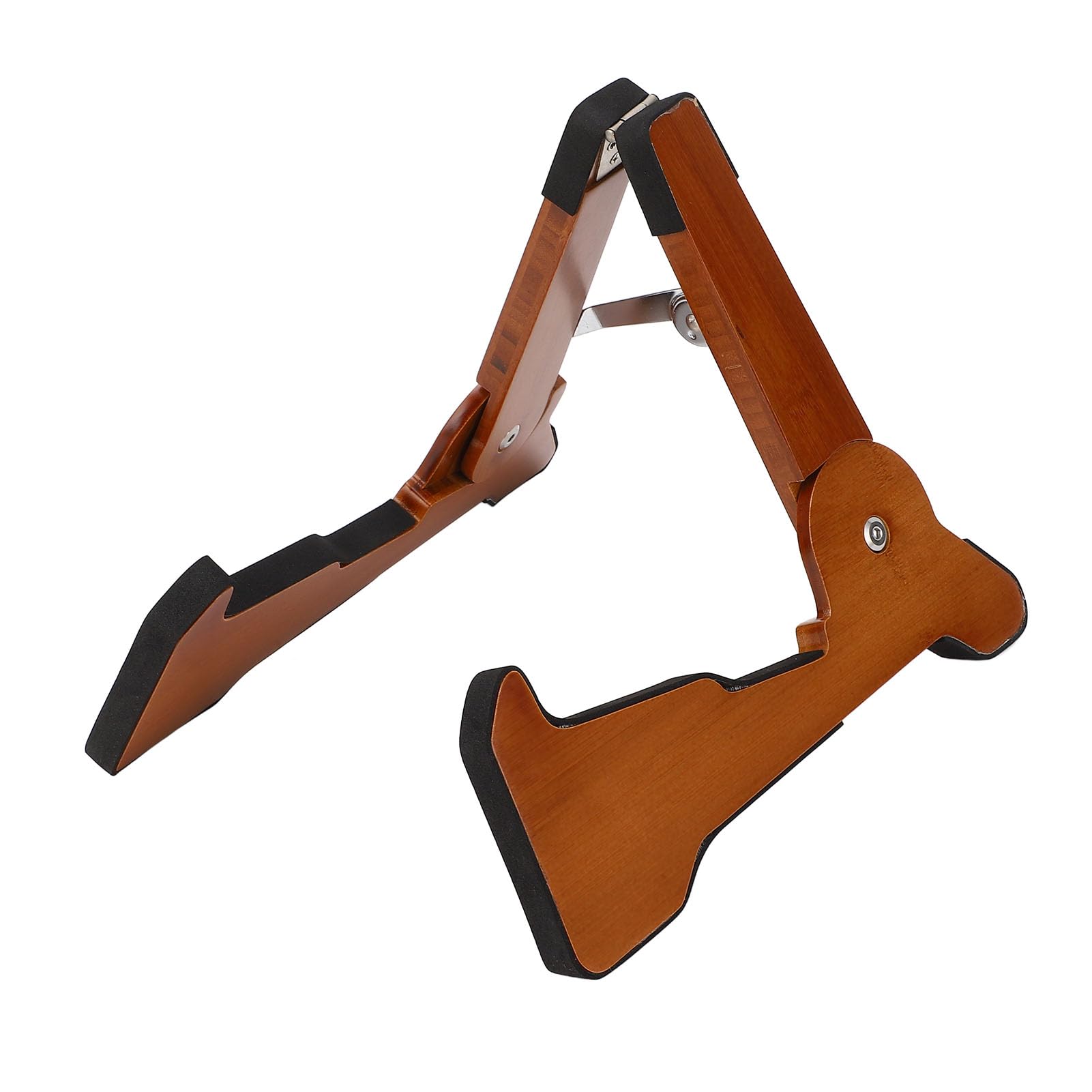 Supporto per chitarra in legno, pieghevole da terra a forma di A, realizzato in mogano massiccio; supporto in legno per chitarra con piedini antiscivolo in gomma,