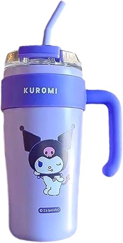 Everyday Delights Kuromi - Vaso aislado de acero inoxidable con tapa y pajita, 29.1 fl oz, tamaño grande