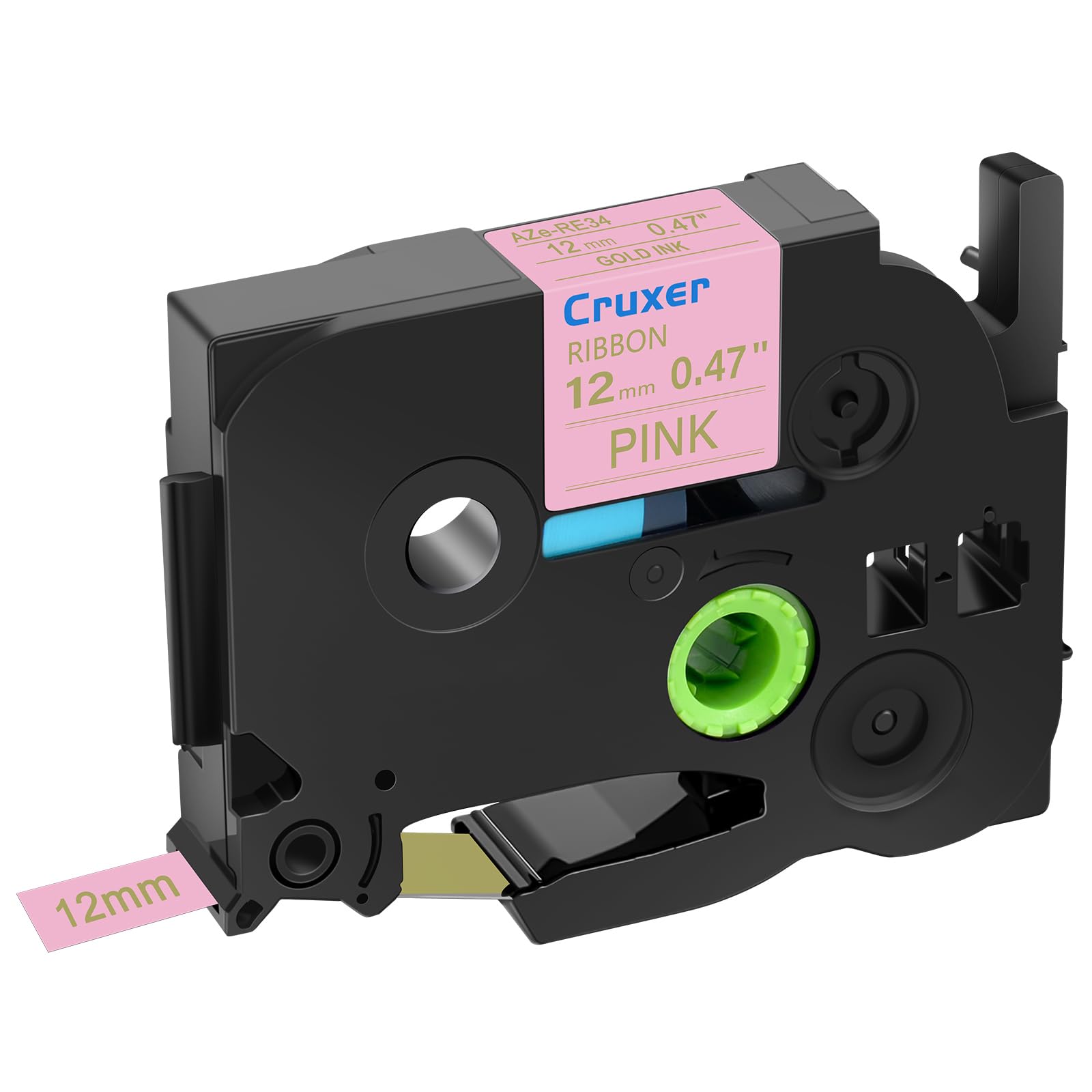 Cruxer Lot de 50 TZE-RE34 Compatibles avec P-Touch Doré sur Rose 12 mm
