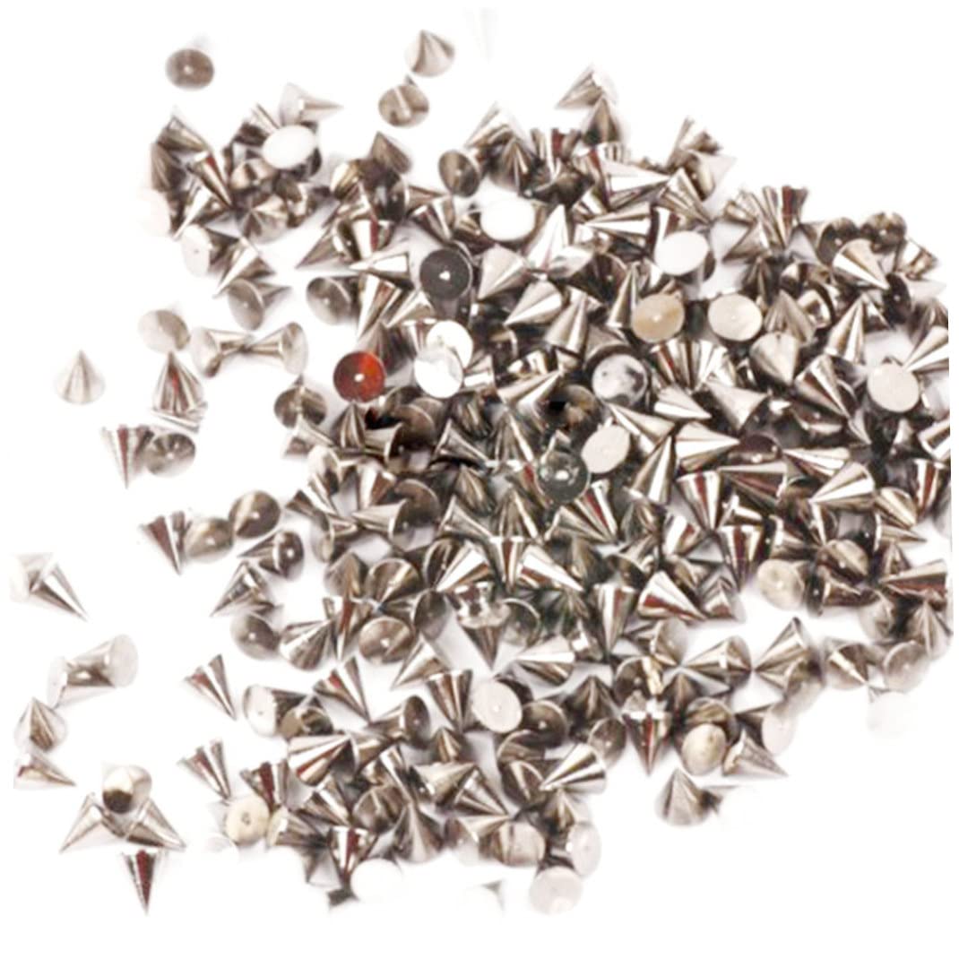 Punk Spiky Studs for Craft | Cone Spikes Studs 0.3cm Punk Metallic Spiky Rivet DIY Craft Nail Art Decoration 100Pcs