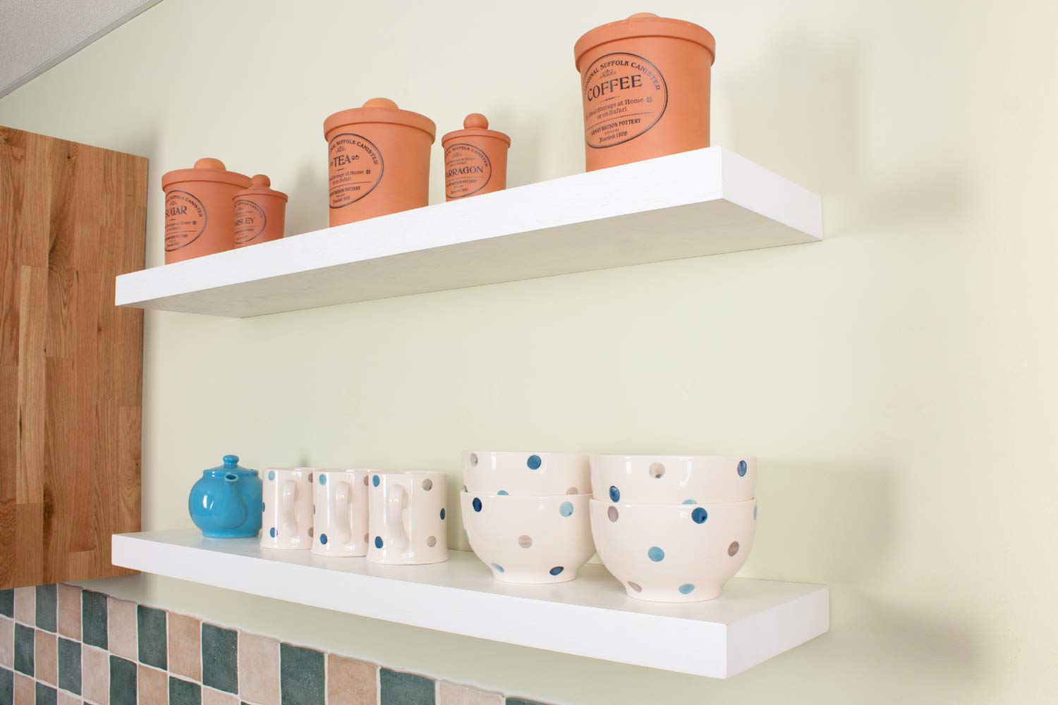 Solid Oak Painted White Timber Block Floating Shelf Available in a