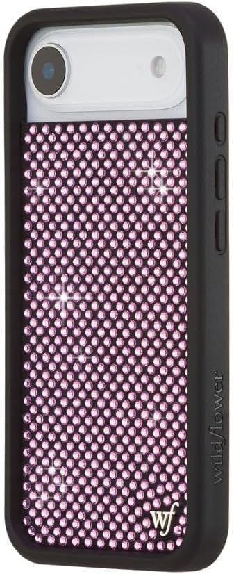 Wildflower Cases - Compatible with iPhone 17 Air | Protective Black Bumper, 6.5ft Drop Test Certified, Women Owned Small Business | Trendy Sparkle New Cute Diamond | Rhinestone Collection - Pink