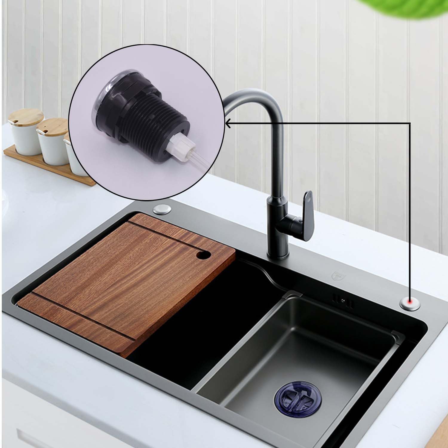 Garbage Disposal Button, Air Switch Button for Garbage Disposal with Air Hose, Sink Top Switch for InSinkErator Garbage Disposal