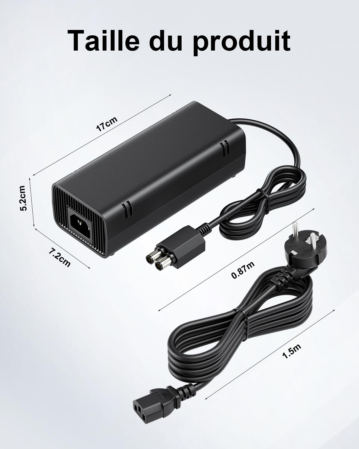 Xbox 360 Slim Alimentation pour Xbox 360 Slim Consoles Adaptateur Chargeur EU Charging Cable100-240V Voltage