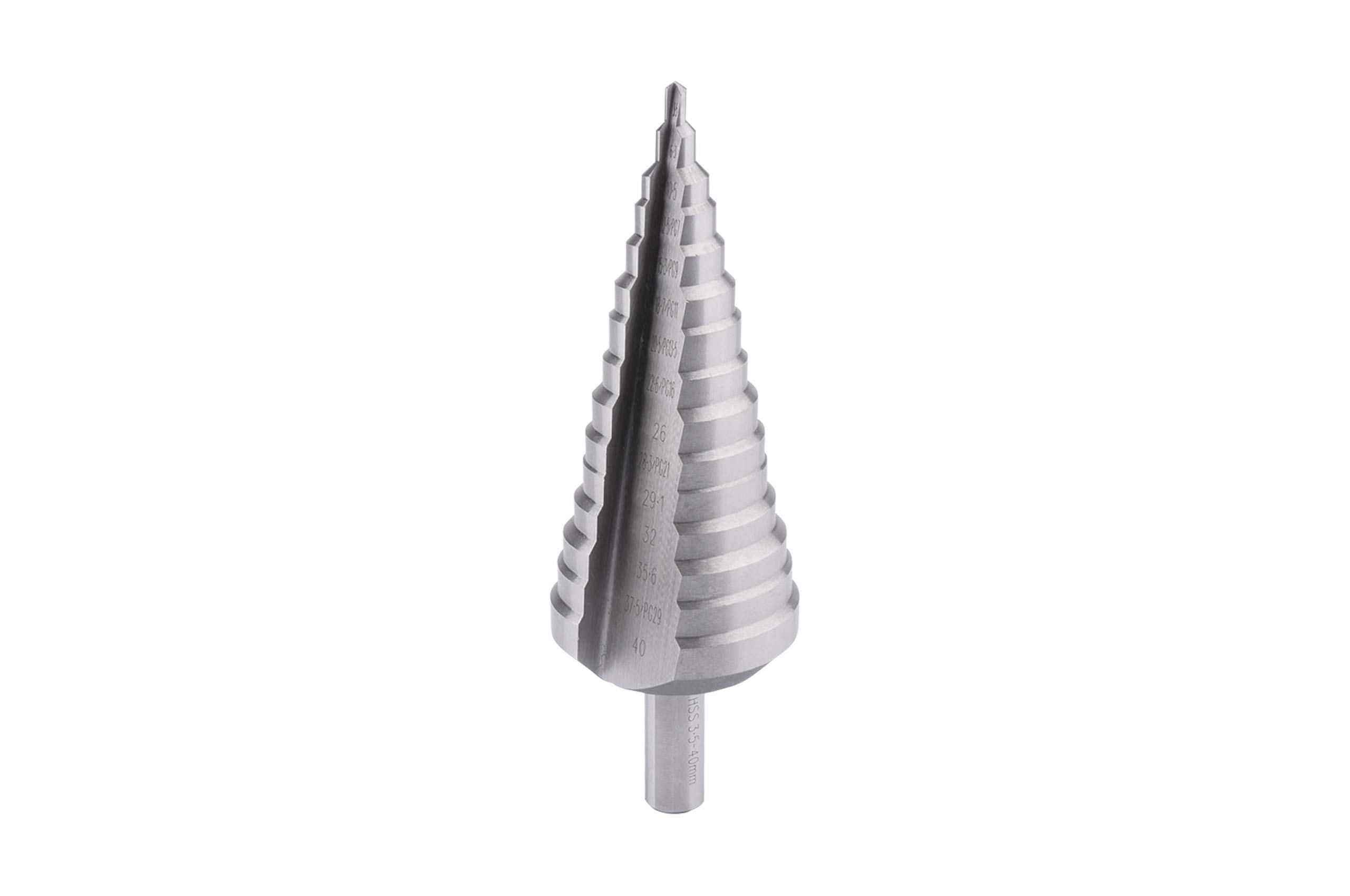 GSR Broca escalonada profesional HSS, HSSG 3,5-40 mm, recto, ranurada, rectificada, rosca de tubo blindado PG 7-PG 29, broca cónica, broca cónica, broca de acero inoxidable