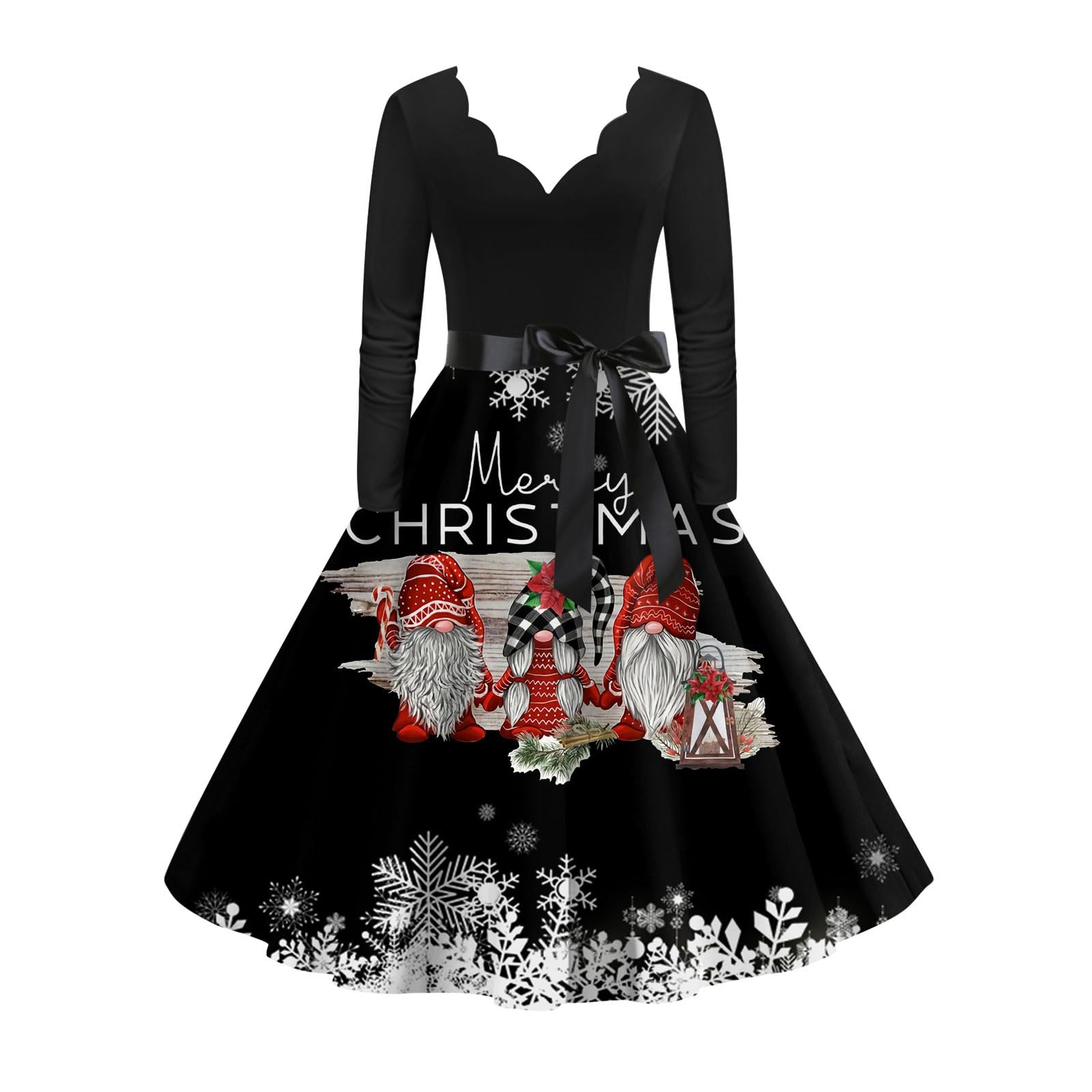 DIYIOUZHOUSoft Dress Womens Classic Long Sleeve Birthday Xmas Tuni Velvet Cozy V Neck Snowflake Zip Evening Dress Womens