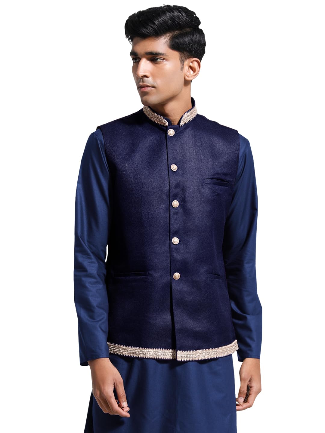 vastramay Men's Jute Nehru Jacket - Jute Fabric Solid, Mandarin Collar, Sleeveless Design, Button Closure & Welt Pocket, Timeless Style & Versatility-picture-28