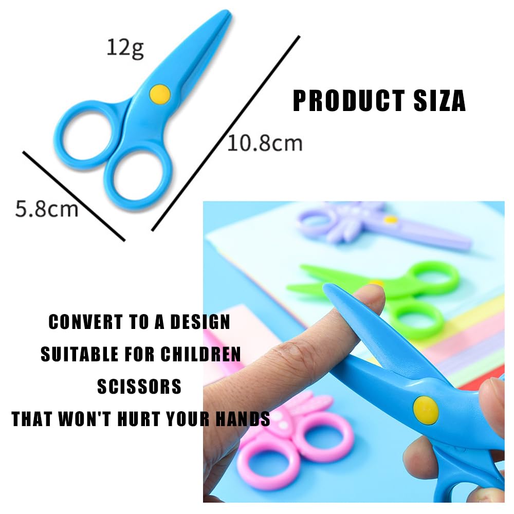 3 Pezzi Forbici di Sicurezza per Bambini, 10,7 cm Forbici per Carta in Plastica PP Forbici Prescolare per Bambini dai 2 Anni in Su,Forbici Artigianali per Bambini