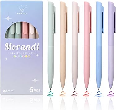 6 PCS Pastel Gel Pens, 0.5mm Colored Ink Retractable Pens For Journaling