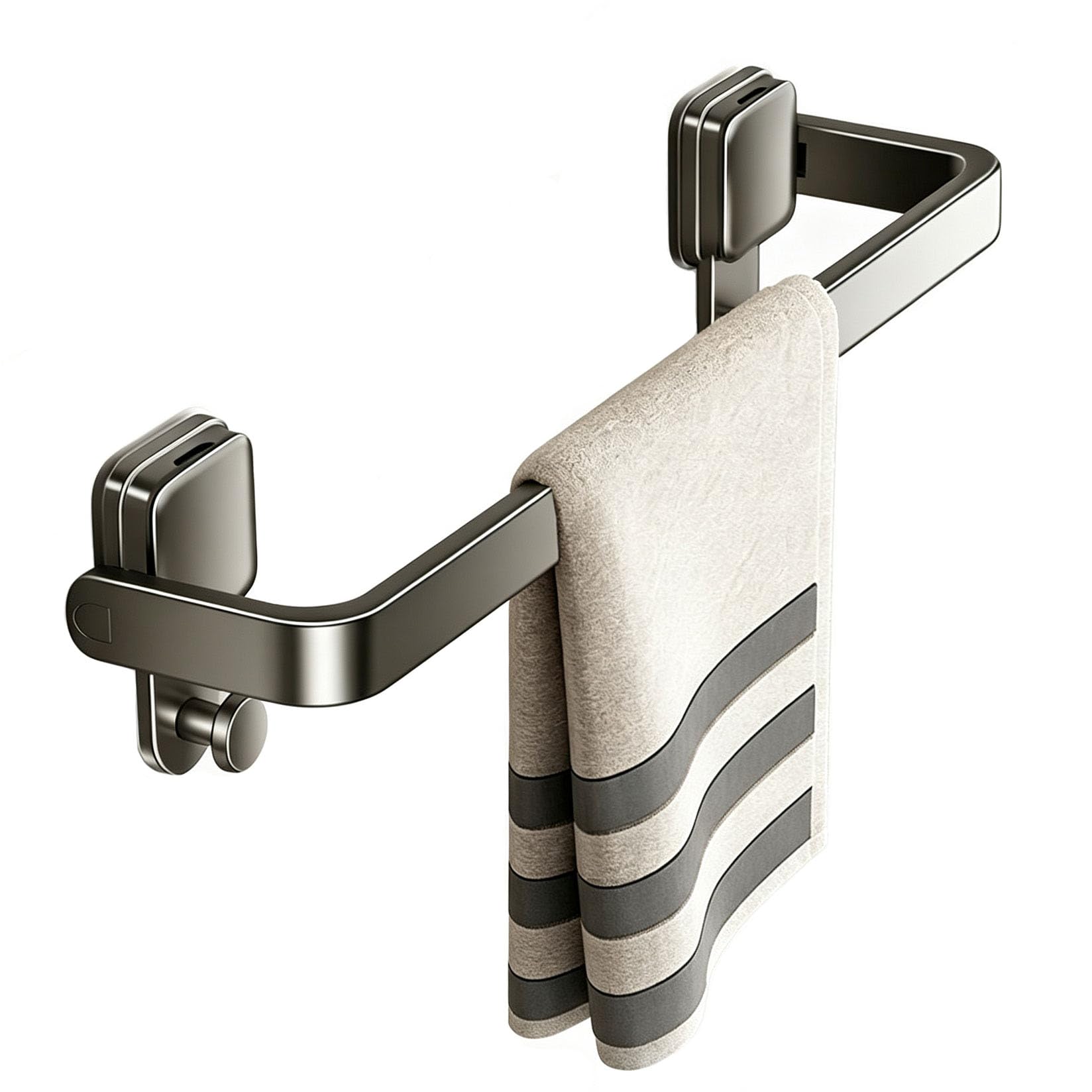 Toallero Adhesivo Soporte Barra Con 2 Ganchos, Antioxidante (40cm gun gray)
