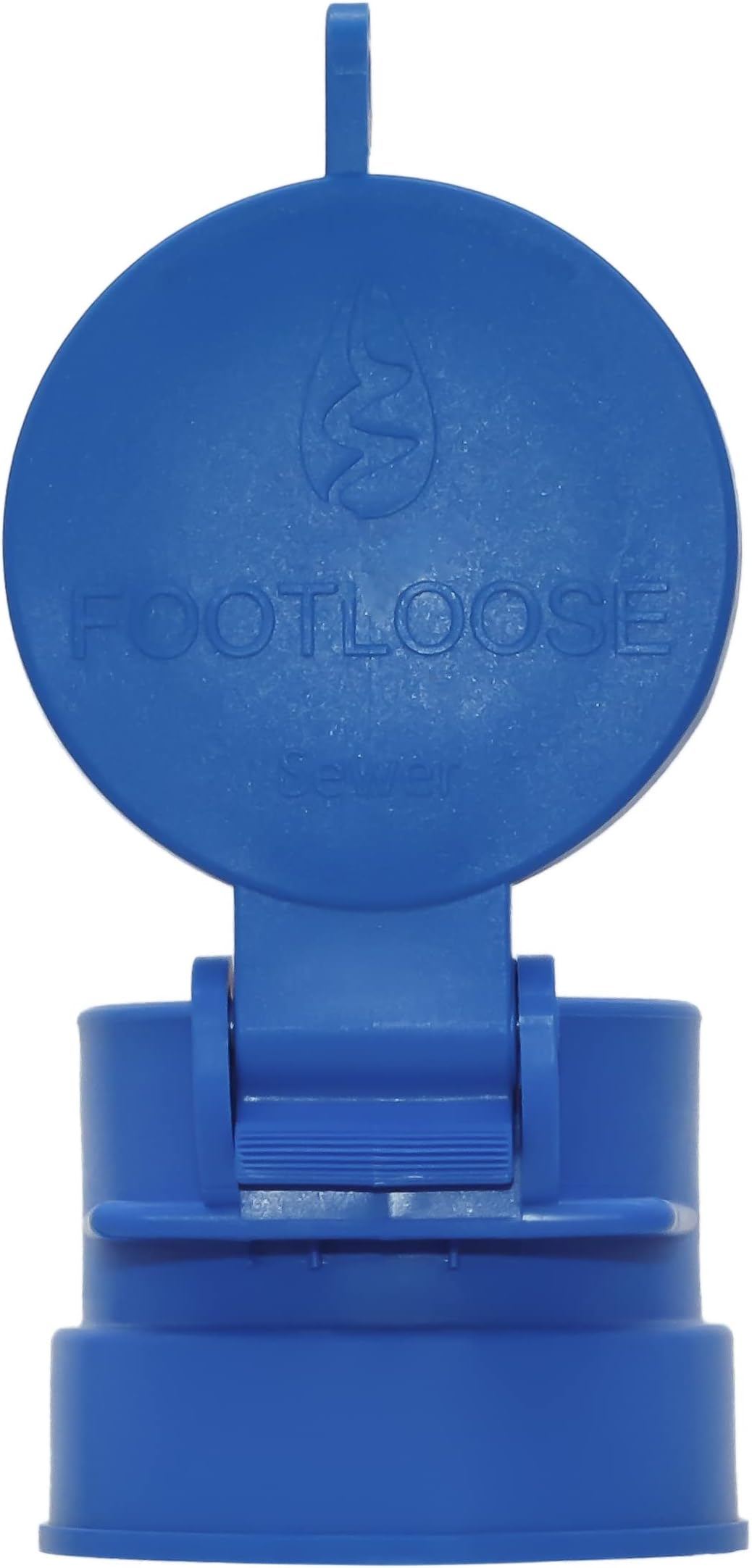 Footloose 4" Sewer Cap for RV Sites/Campgrounds | Odorless, Self-Closing, Easy to Install & Use | Female, Blue, Polypropylene