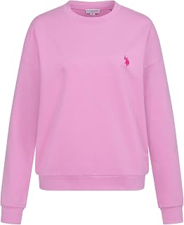 U.S. POLO ASSN. P034 Women's Sweatshirt Pullover (S-XXL) Cotton Mix Crew Neck Long Sleeve XXL Pink/Pink