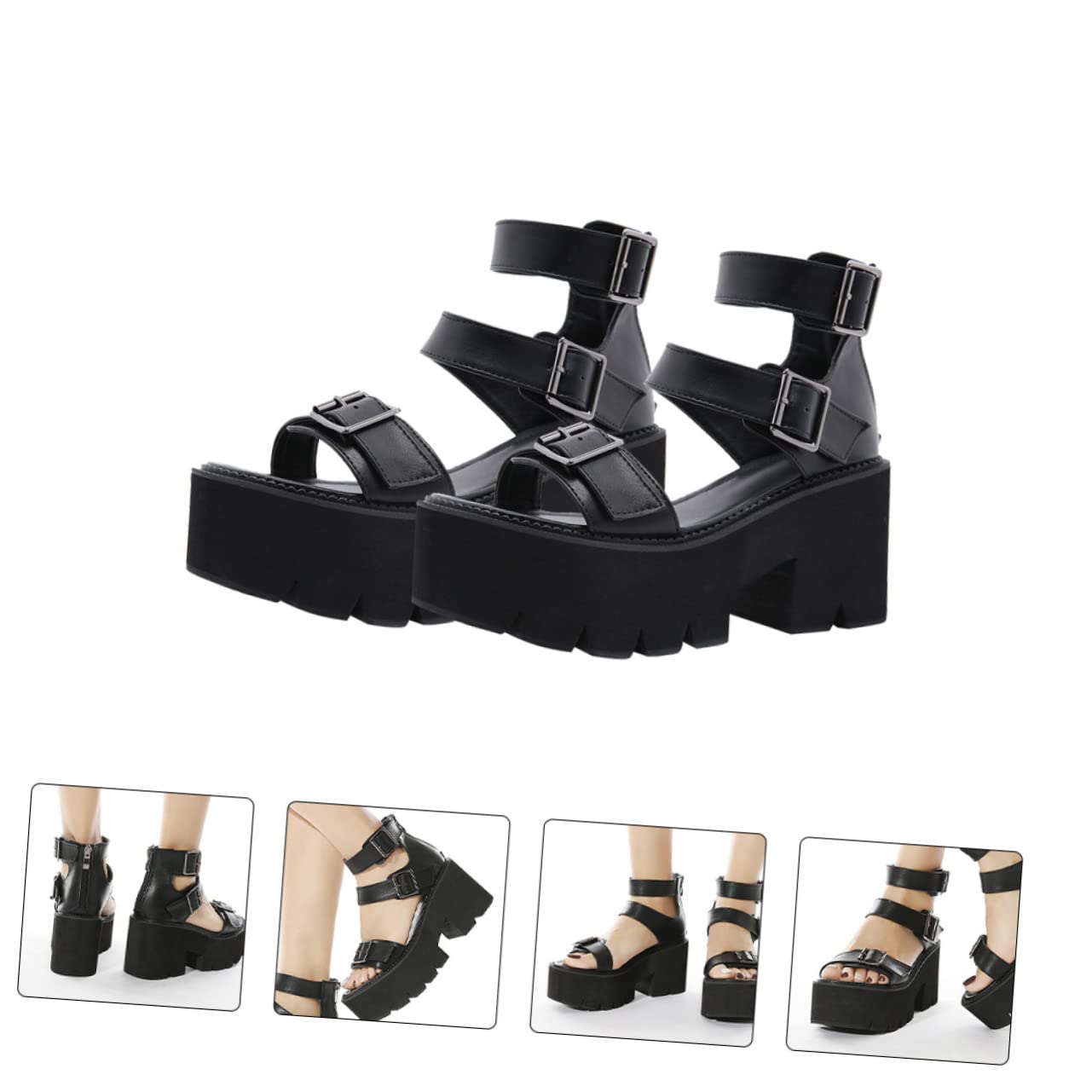 1 Paio Di Sandali Della Piattaforma Piattaforma Tacchi Neri Sandali Neri Di Estate Sandali Della Piattaforma Di Estate Goth Sandali Con Tacco Alto Sandalias Para Mujer Sandali