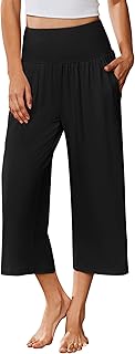 Ekouaer Womens Pajama Pants 2026 Wide Leg Capri Yoga Pants Lounge Comfy Sleep Pj Bottoms with Pockets