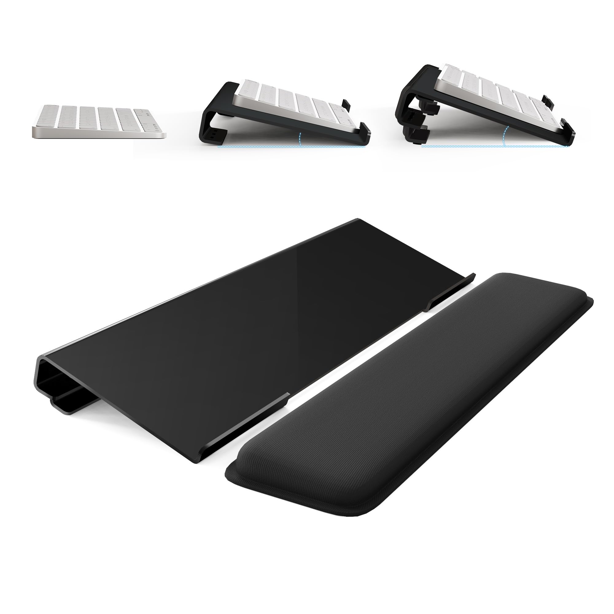 Laborio Computer Keyboard Stand for Desktop, 2-Level Height Adjustment Keyboard Wrist Rest, Non-Slip Key Board Riser Pad for Office, Gaming, and Home